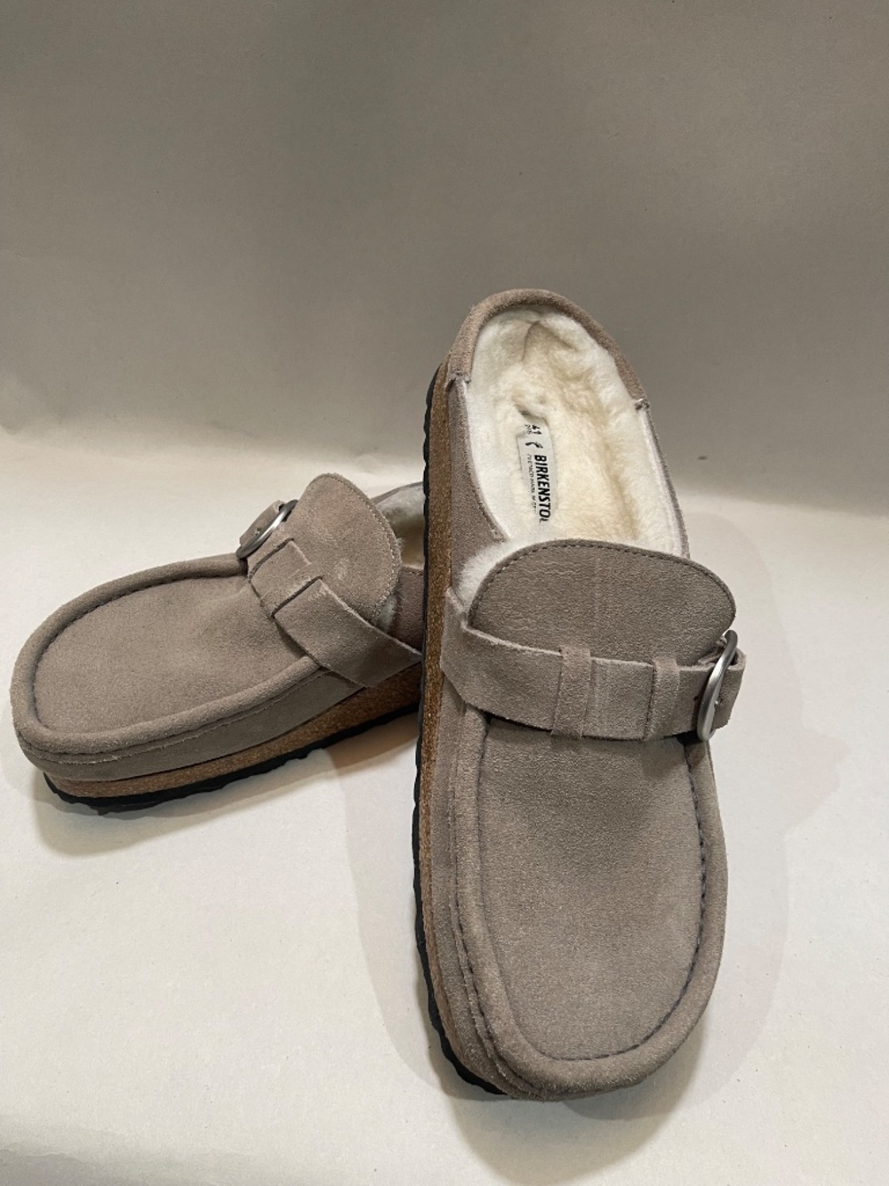 Birkenstock Buckley shearling clog Grey, silver buckle, EU 41 US 10-10.5 - Picture 3 of 11